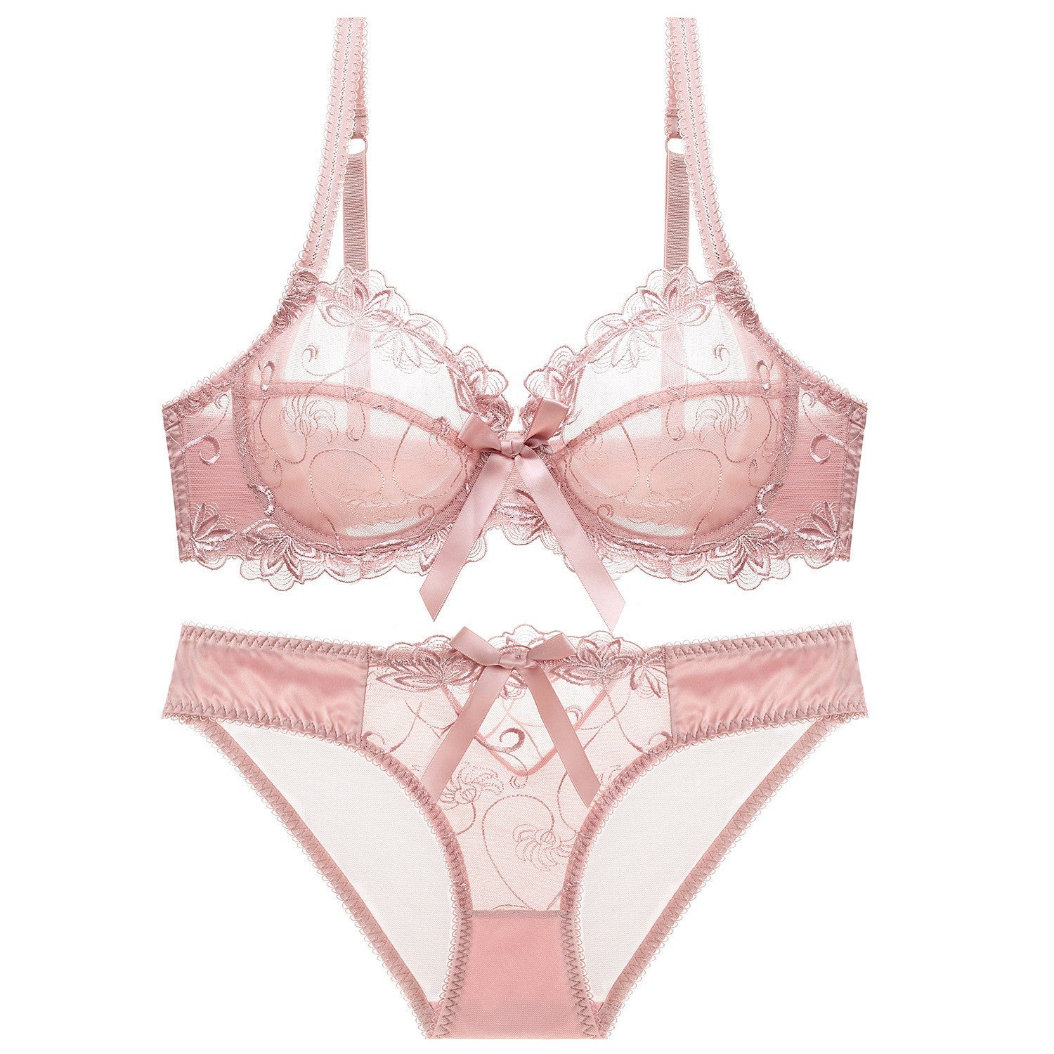 Sexy Lingerie Ultra-Thin Transparent Large Bust Minimizer Plus Size Anti-Sagging Lace Bra Set
