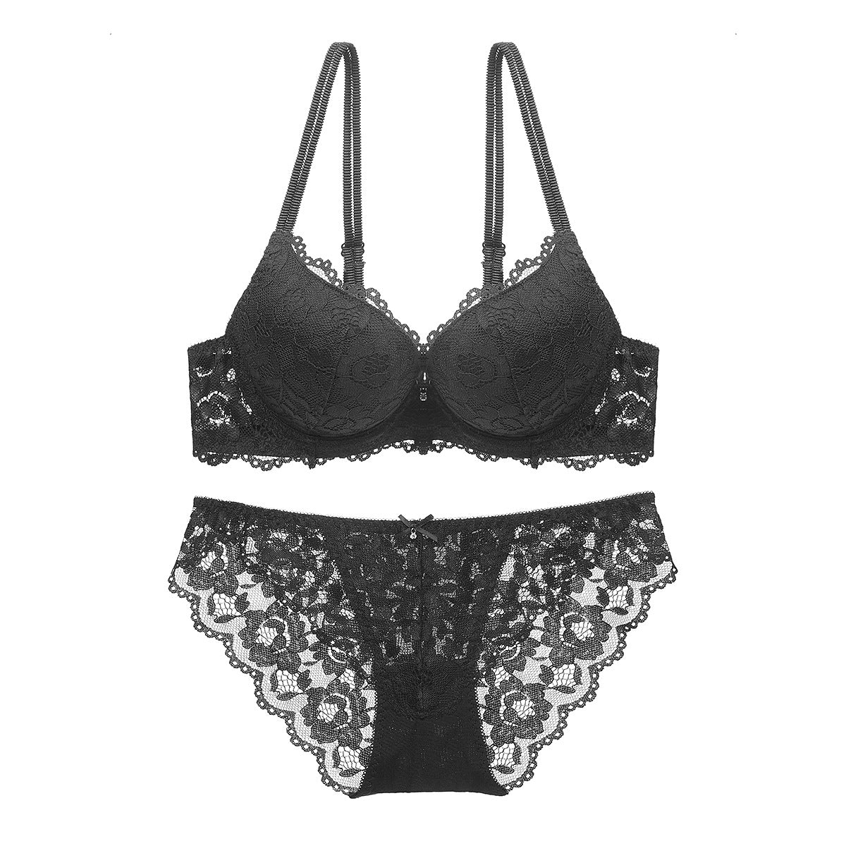 Sexy Small Chest Enhancing Push-Up Bra with Side Support Anti-Sagging Lace Lingerie Set