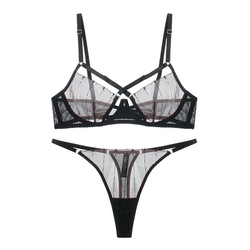 Sexy Large Bust Minimizer Plus Size Lingerie Set Cross Strap Lace Bra