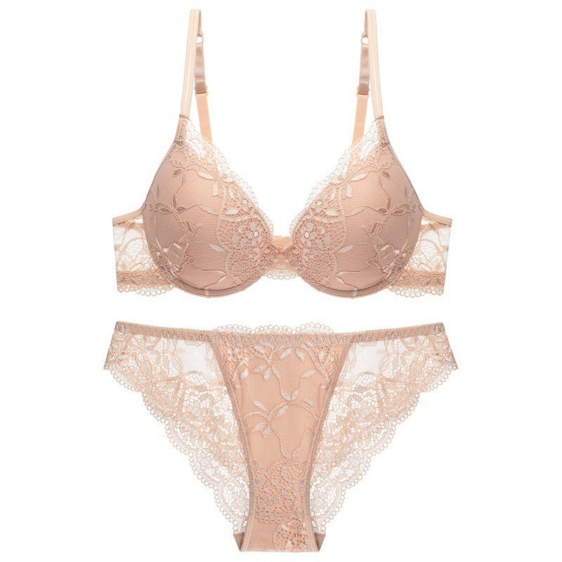 European and American Sexy Deep V Small Chest Enhancing Anti-Sagging Lace Bra Set