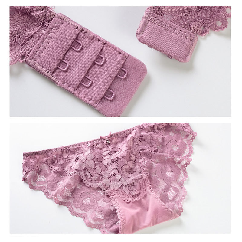 Sexy Small Chest Enhancing Push-Up Bra with Side Support Anti-Sagging Lace Lingerie Set