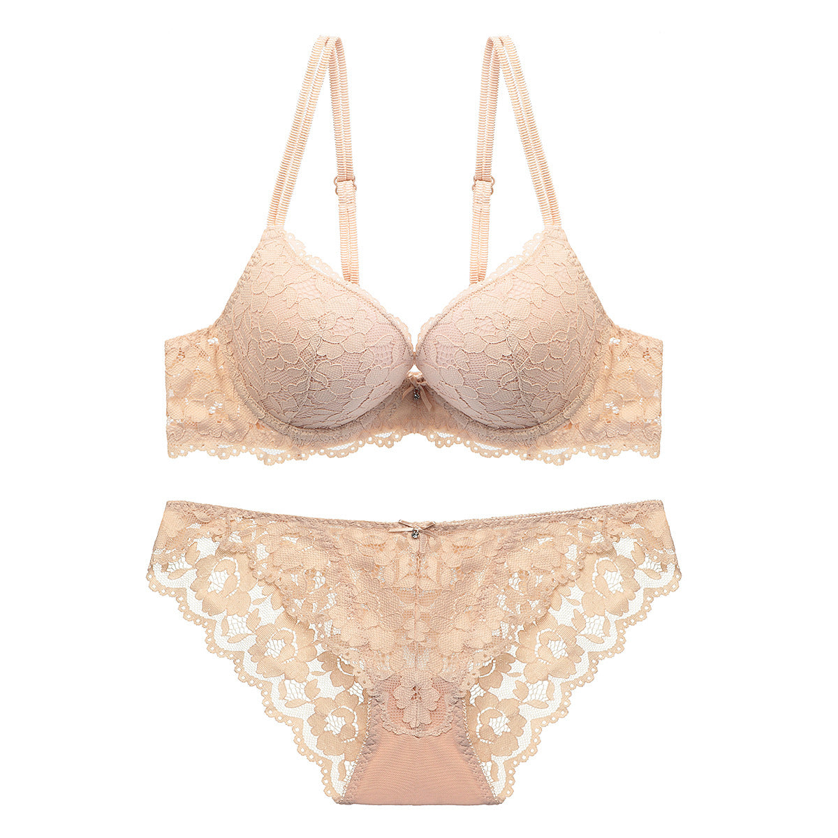 Sexy Small Chest Enhancing Push-Up Bra with Side Support Anti-Sagging Lace Lingerie Set