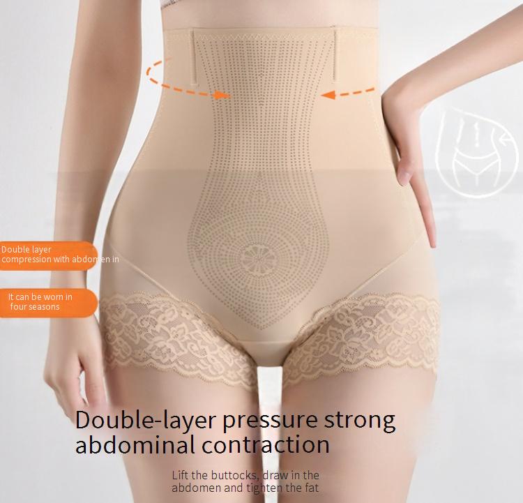 Summer high waisted shaping waistband anti exposure underwear seamless thin lifting hip pants