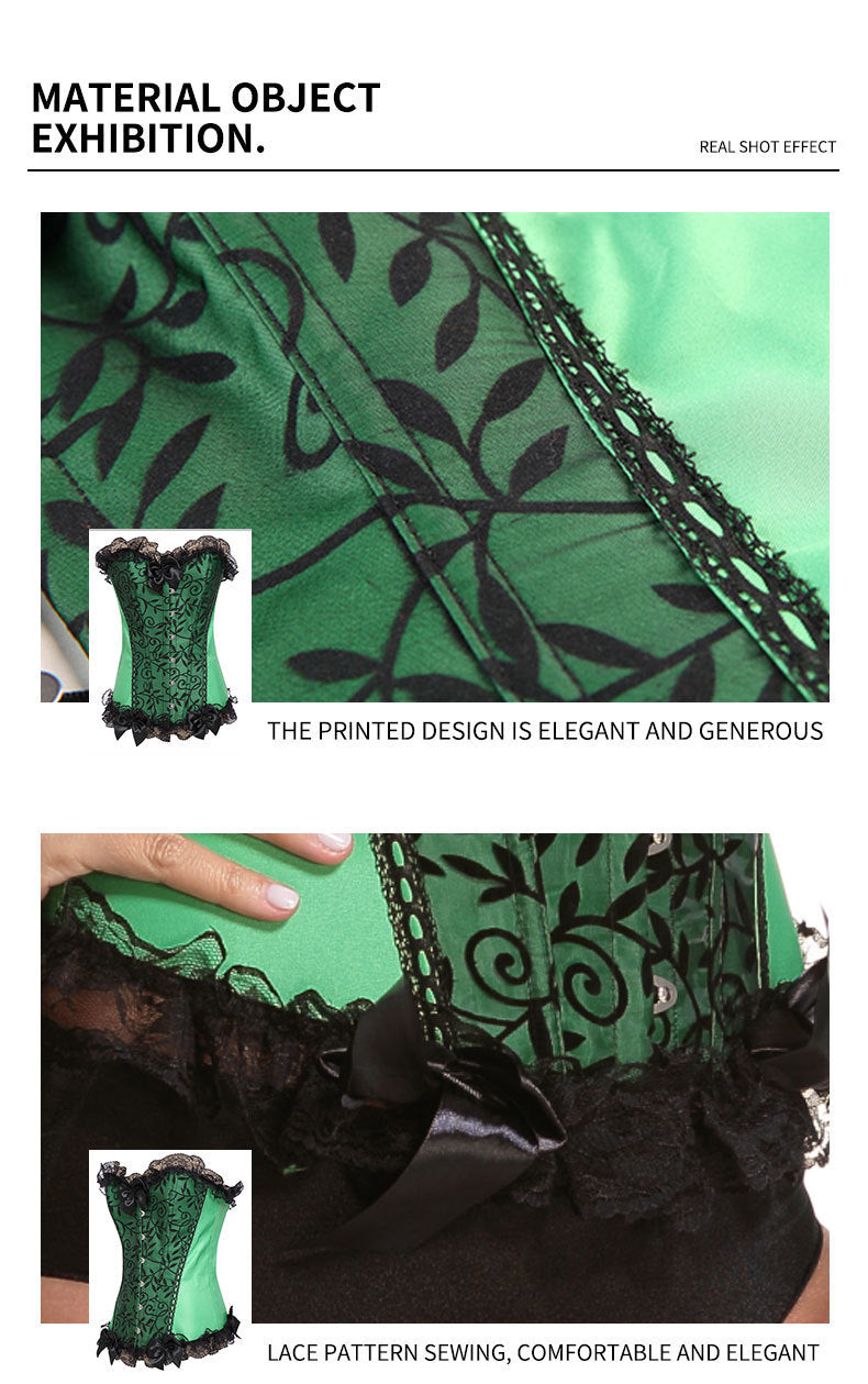 Fishbone waist with bust, court lace border outer garment, shapewear