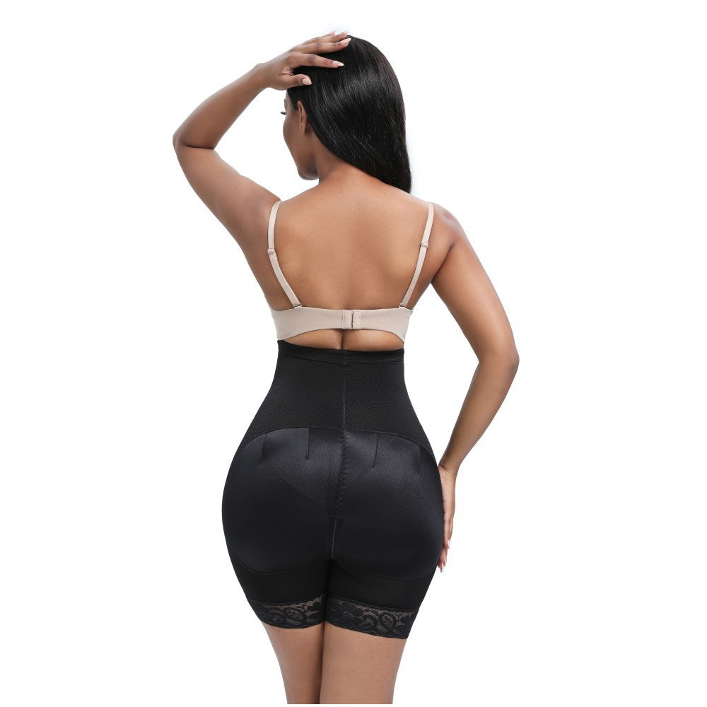 High waisted, oversized hips with button up zipper, tight fitting shaping pants