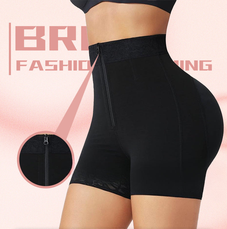 Zipper high waisted hip and abdominal lifting pants, body shaping pants