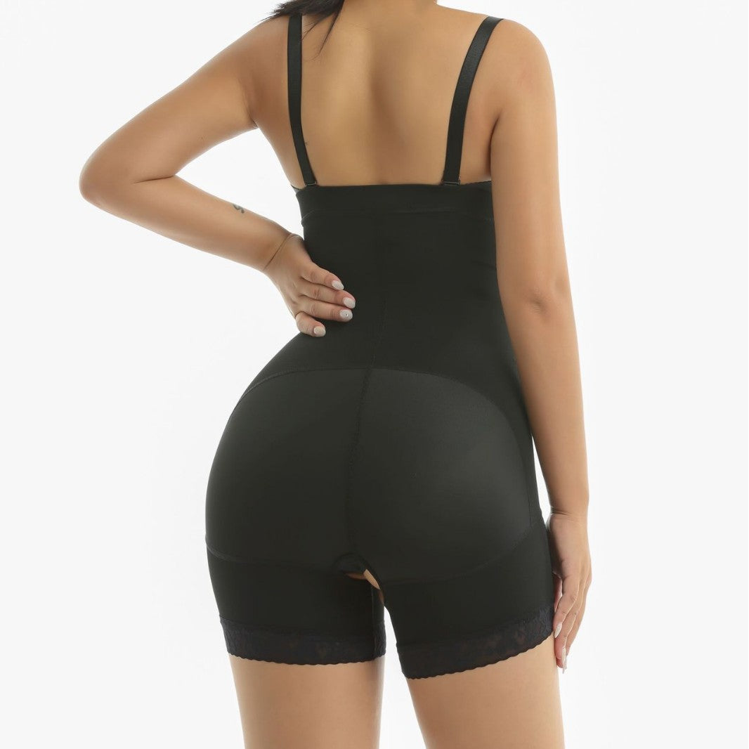 Large size detachable shoulder strap high waist and hip lifting integrated shapewear