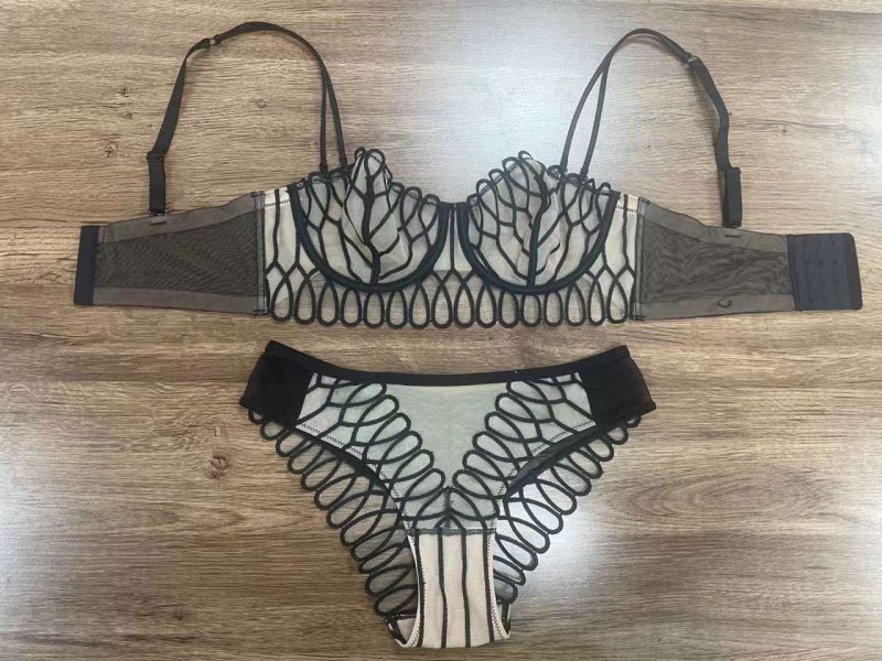 Sexy Lace Lingerie French Style Ultra-Thin Large Bust Minimizer Plus Size Side Breast Collection Anti-Sagging Set