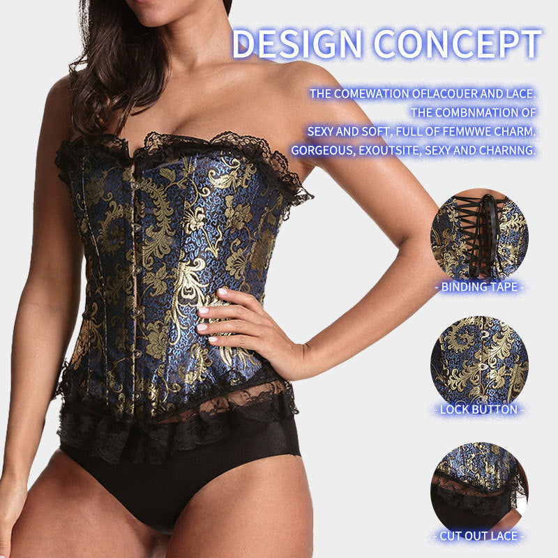 Tight waistband, lace border, hot stamping jacquard shapewear