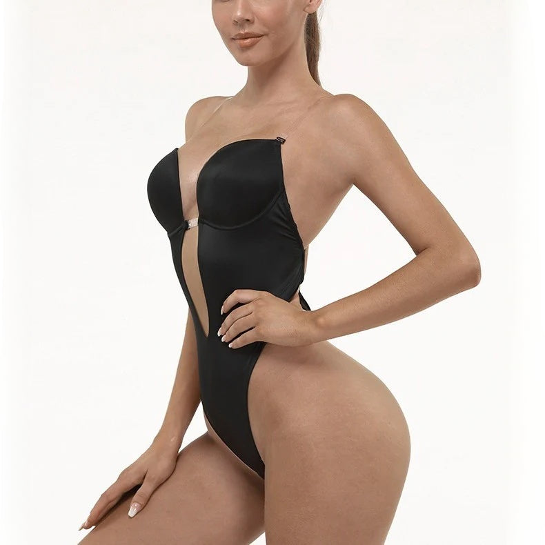 Strapless Bra Shapewear Transparent Detachable Straps Bodysuit Evening Dress Tight Corset Push-Up Shaping