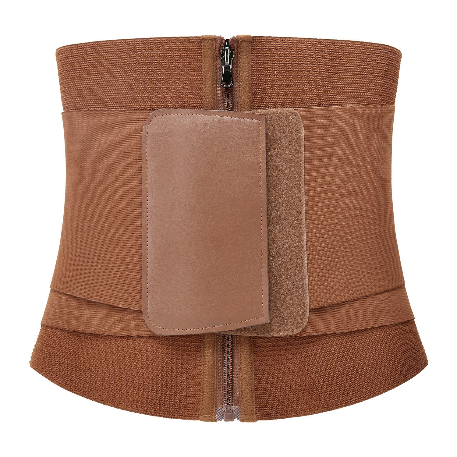 Women's Fitness Waist Trainer Belt Zipper Style Brown Double Layer Compression