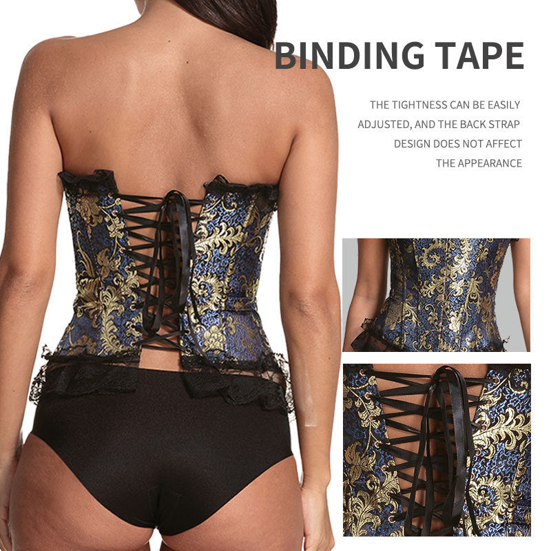 Tight waistband, lace border, hot stamping jacquard shapewear