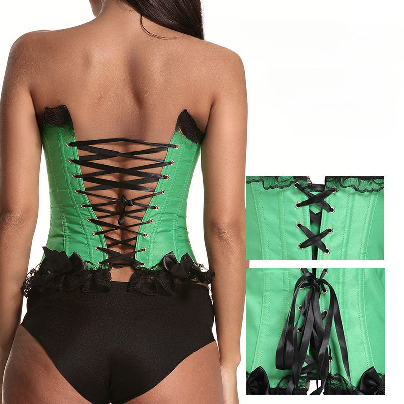 Fishbone waist with bust, court lace border outer garment, shapewear