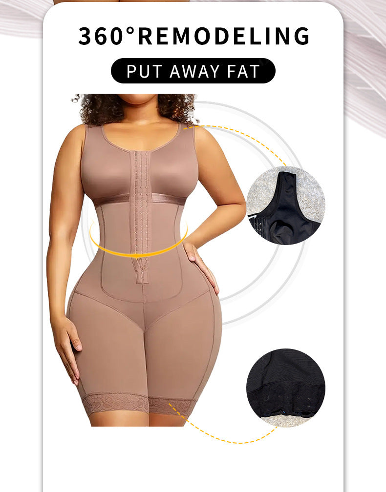 European and American plus button off shoulder tight corset, abdominal lifting hip jumpsuit