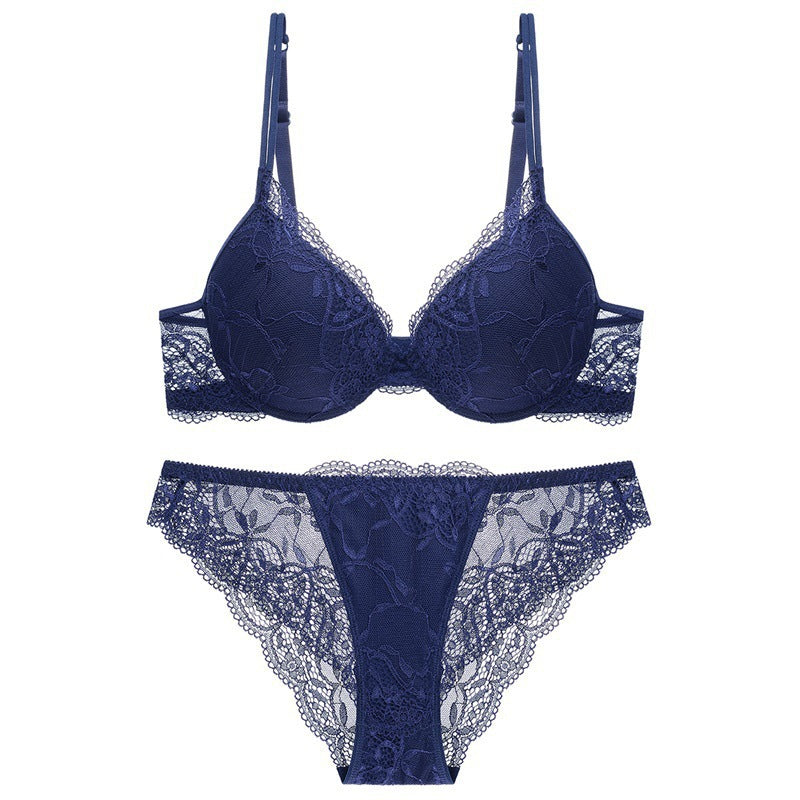 European and American Sexy Deep V Small Chest Enhancing Anti-Sagging Lace Bra Set