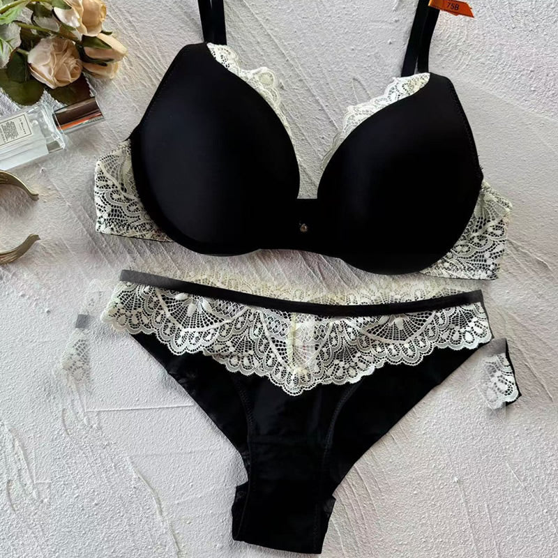 French Sexy Gap Stitching Lace Bra Small Chest Large Gather-up Upper Bra