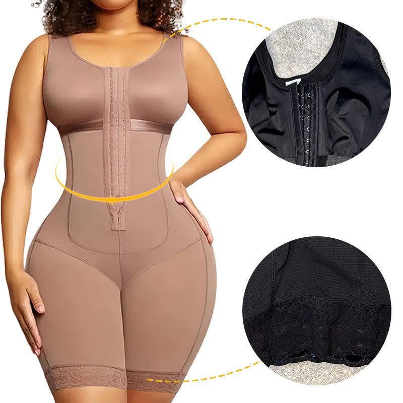 European and American plus button off shoulder tight corset, abdominal lifting hip jumpsuit