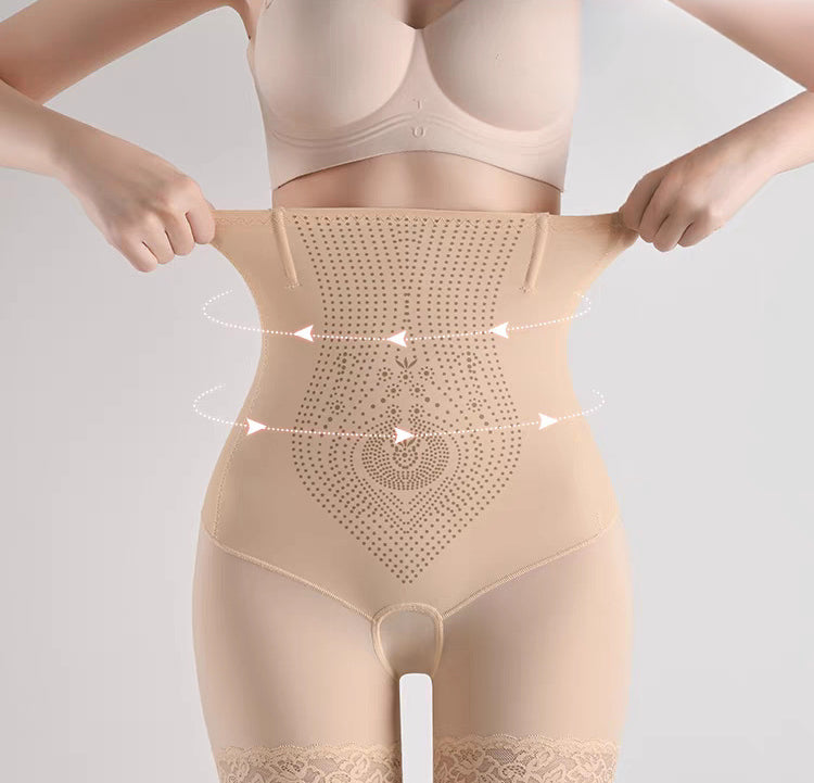 Summer high waisted shaping waistband anti exposure underwear seamless thin lifting hip pants