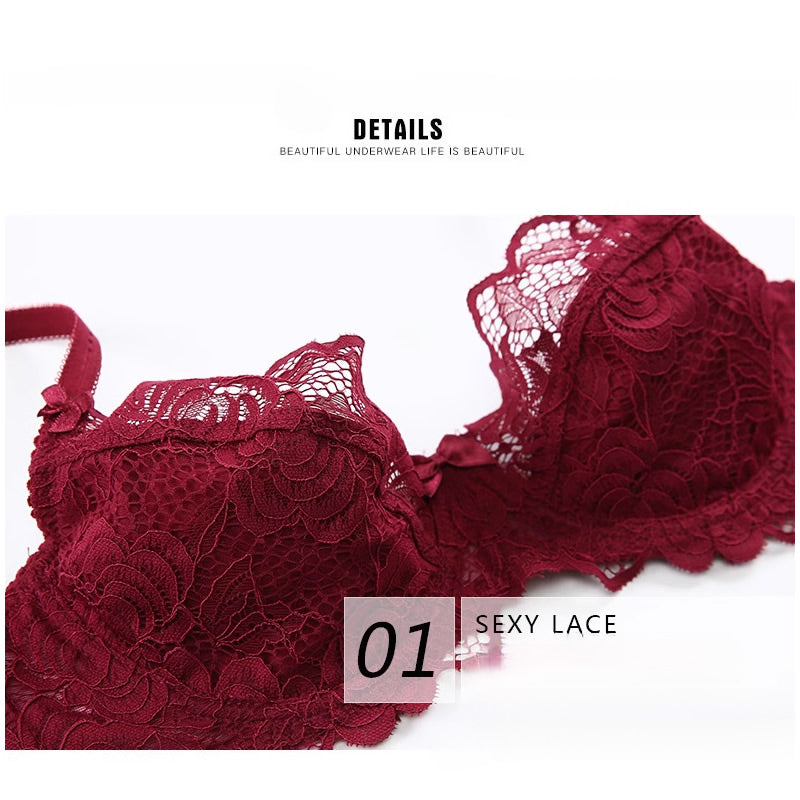 European and American Sexy Lace Summer Ultra-Thin Transparent Plus Size Large Bust Minimizing Anti-Sagging Bra