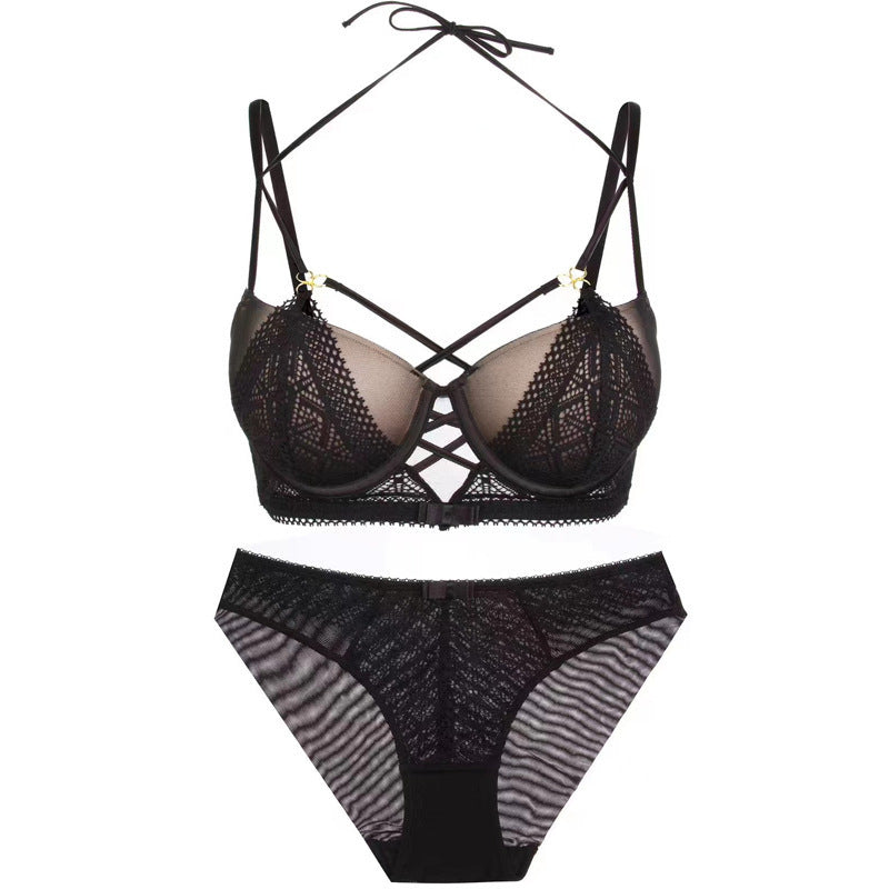European and American Small Chest Push-Up Set Sexy Strap Design Lace Anti-Sagging Side Breast Collection
