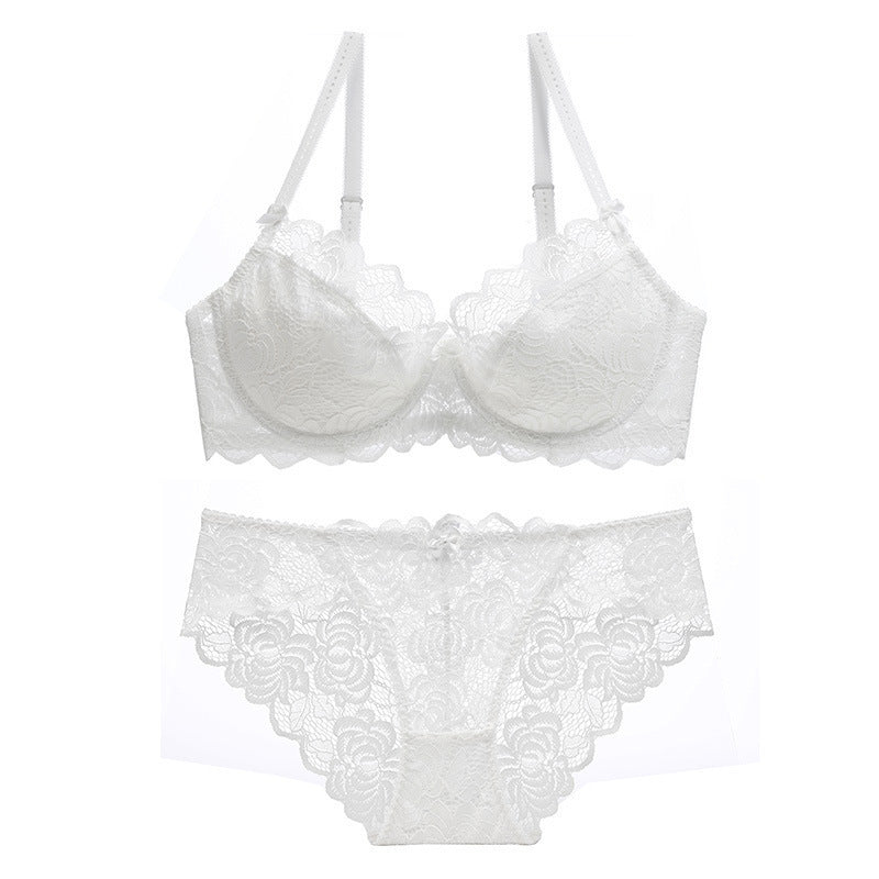 European and American Sexy Lace Summer Ultra-Thin Transparent Plus Size Large Bust Minimizing Anti-Sagging Bra