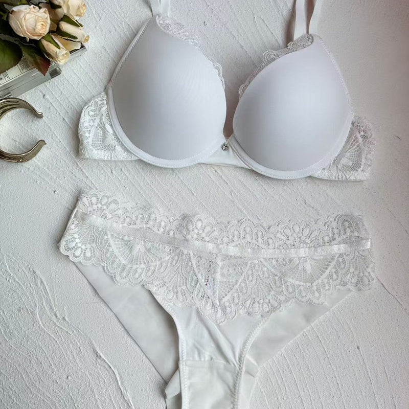 French Sexy Gap Stitching Lace Bra Small Chest Large Gather-up Upper Bra