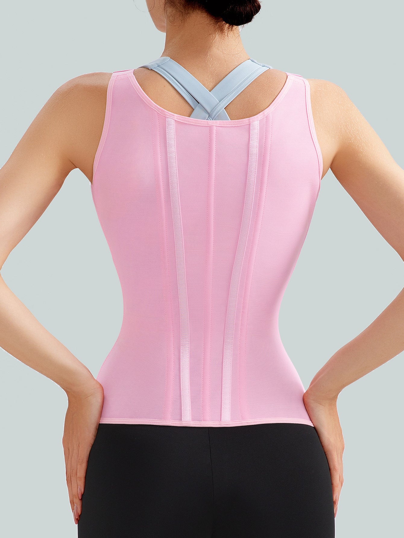 Strap style sports postpartum buckle high elastic waist shaping top
