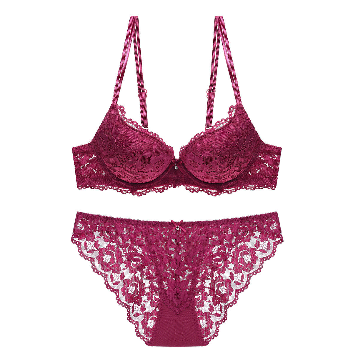 Sexy Small Chest Enhancing Push-Up Bra with Side Support Anti-Sagging Lace Lingerie Set