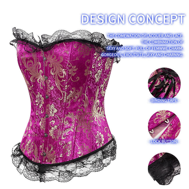 Tight waistband, lace border, hot stamping jacquard shapewear