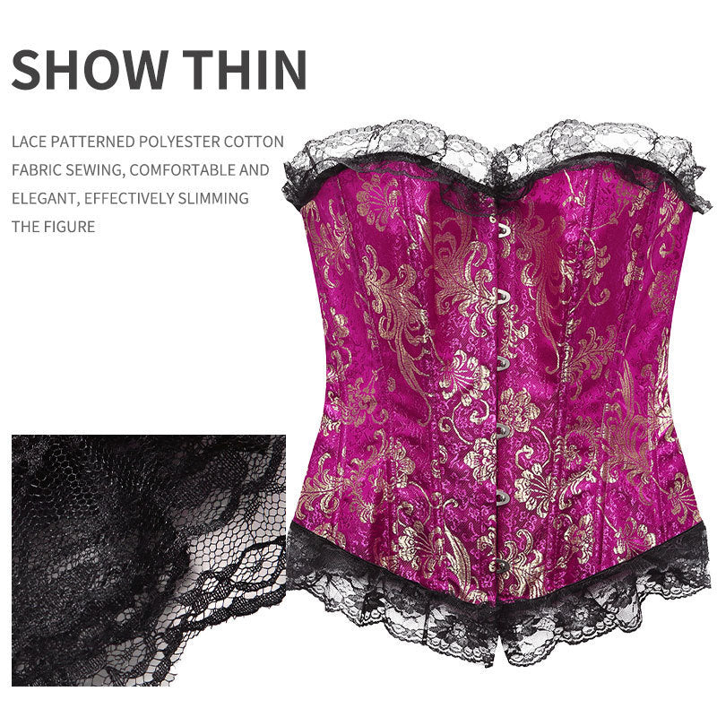Tight waistband, lace border, hot stamping jacquard shapewear