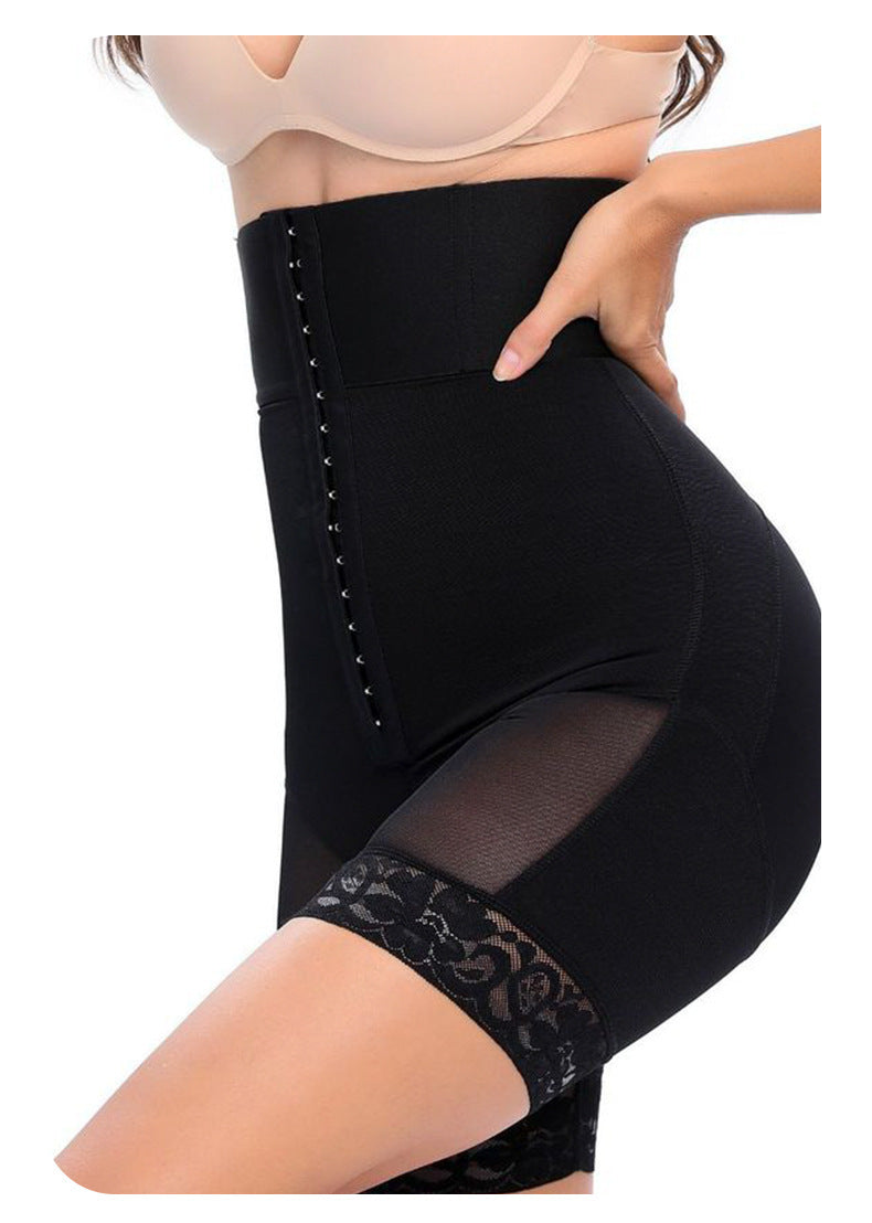 Europe and America increase high waisted and abdominal three row buckle tightening hip lifting pants