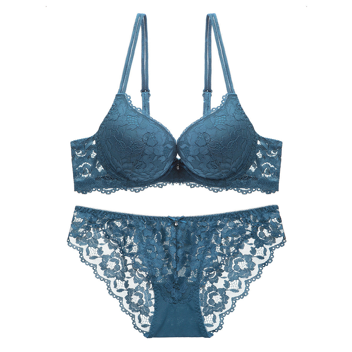 Sexy Small Chest Enhancing Push-Up Bra with Side Support Anti-Sagging Lace Lingerie Set