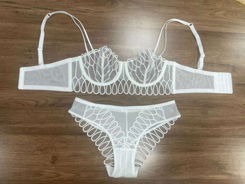 Sexy Lace Lingerie French Style Ultra-Thin Large Bust Minimizer Plus Size Side Breast Collection Anti-Sagging Set