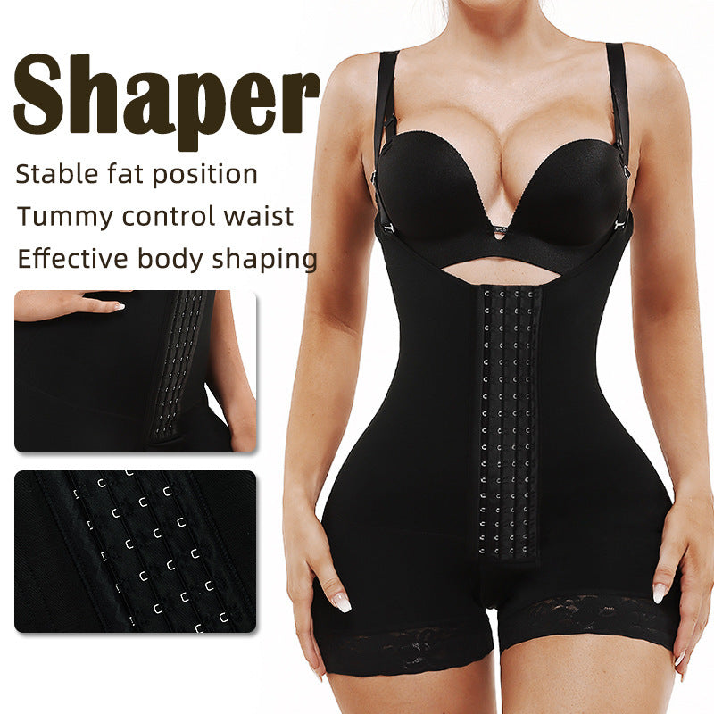 Four button plus size European and American style waist hip lifting jumpsuit
