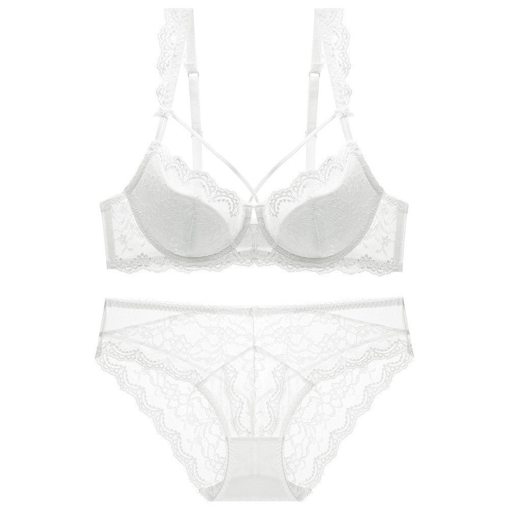 European and American Style Sexy Lace Lingerie Thin Cotton Large Bust Minimizer Plus Size Side Breast Collection Anti-Sagging Set