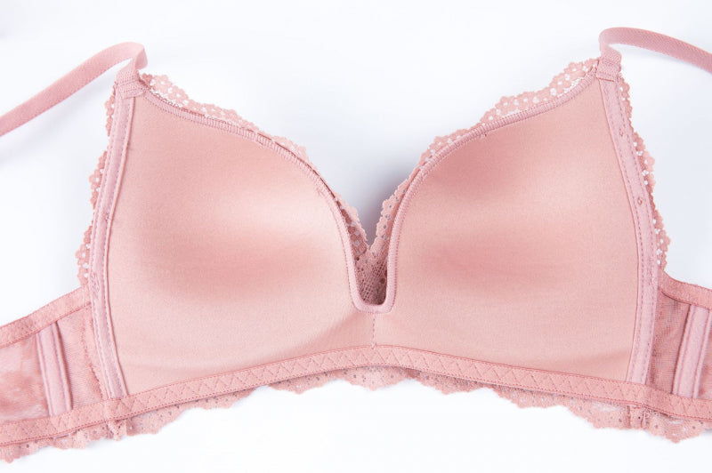 French Style Sexy Lace Thin Triangle Cup Wireless Push-Up Small Chest Lift Set