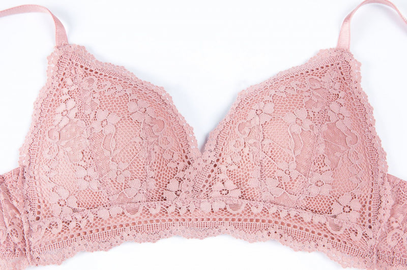 French Style Sexy Lace Thin Triangle Cup Wireless Push-Up Small Chest Lift Set