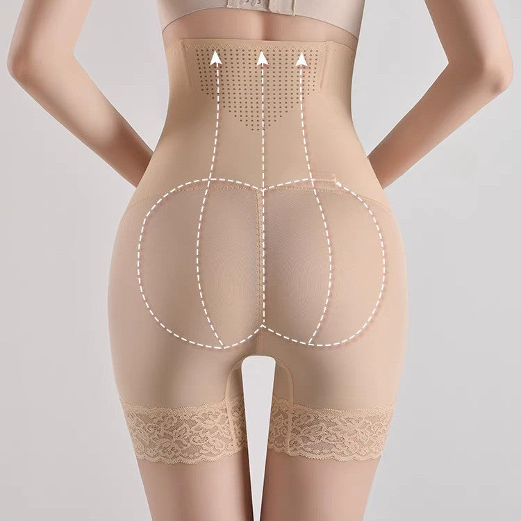 Summer high waisted shaping waistband anti exposure underwear seamless thin lifting hip pants