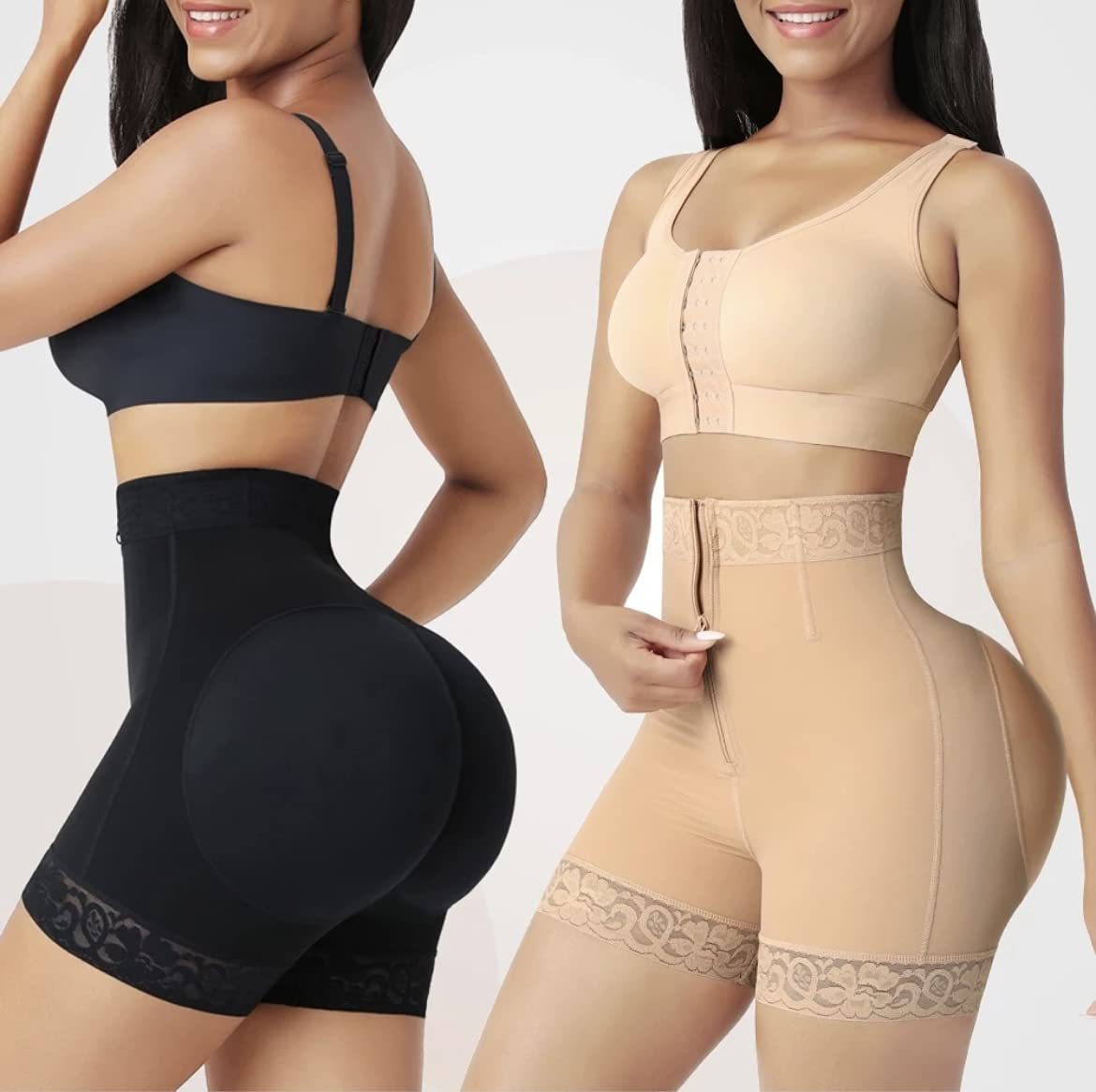 Zipper high waisted hip and abdominal lifting pants, body shaping pants