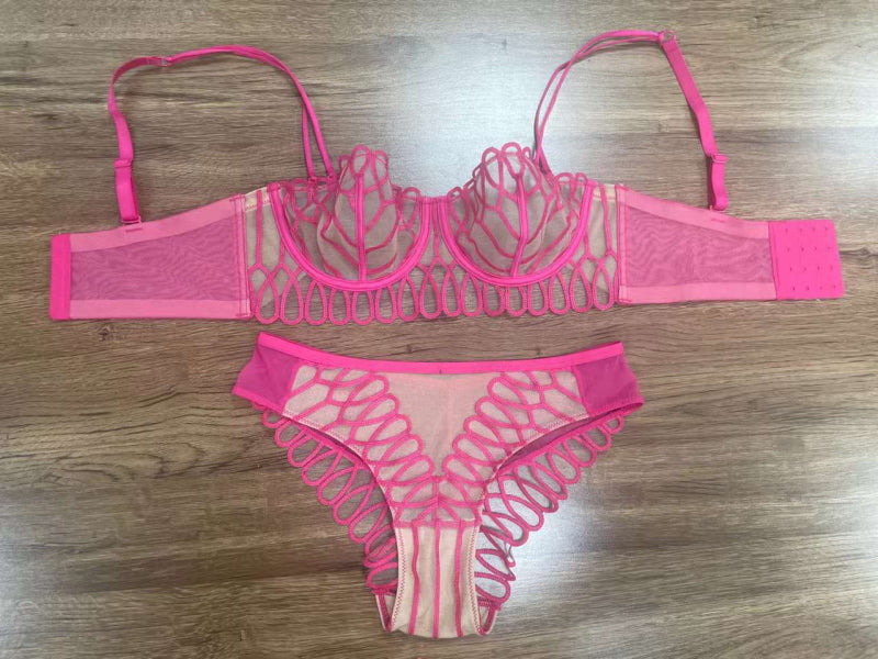Sexy Lace Lingerie French Style Ultra-Thin Large Bust Minimizer Plus Size Side Breast Collection Anti-Sagging Set