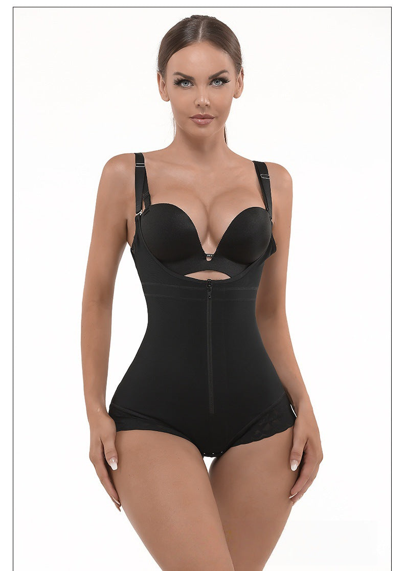 European and American Style Camisole Shapewear Body Shaping Lace Bodysuit Triangle Zipper Butt Lift Shapewear