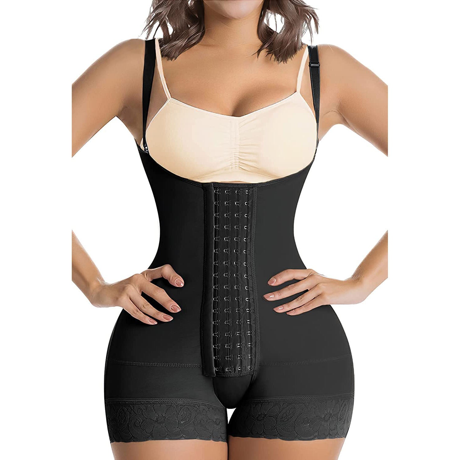 Four button plus size European and American style waist hip lifting jumpsuit