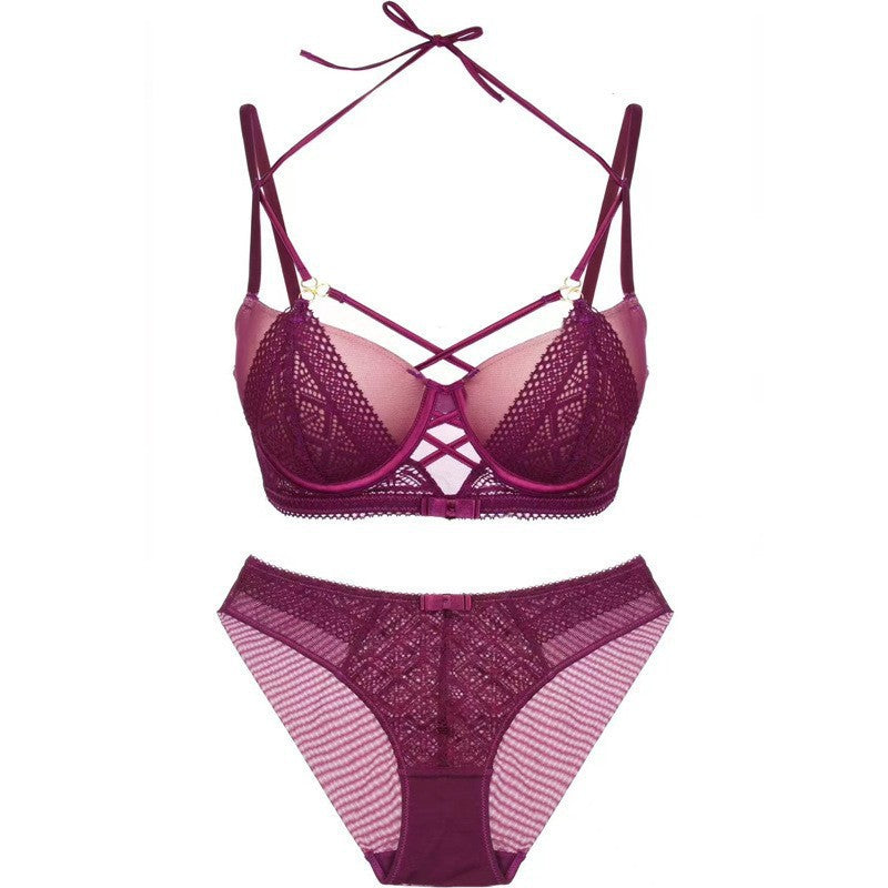 European and American Small Chest Push-Up Set Sexy Strap Design Lace Anti-Sagging Side Breast Collection