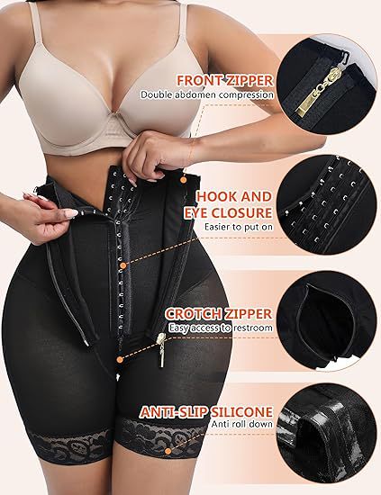 High waisted, oversized hips with button up zipper, tight fitting shaping pants