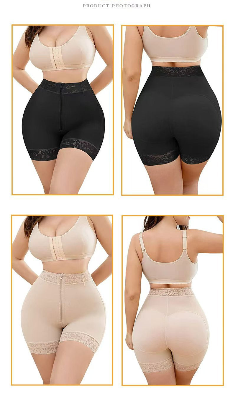 Zipper high waisted hip and abdominal lifting pants, body shaping pants