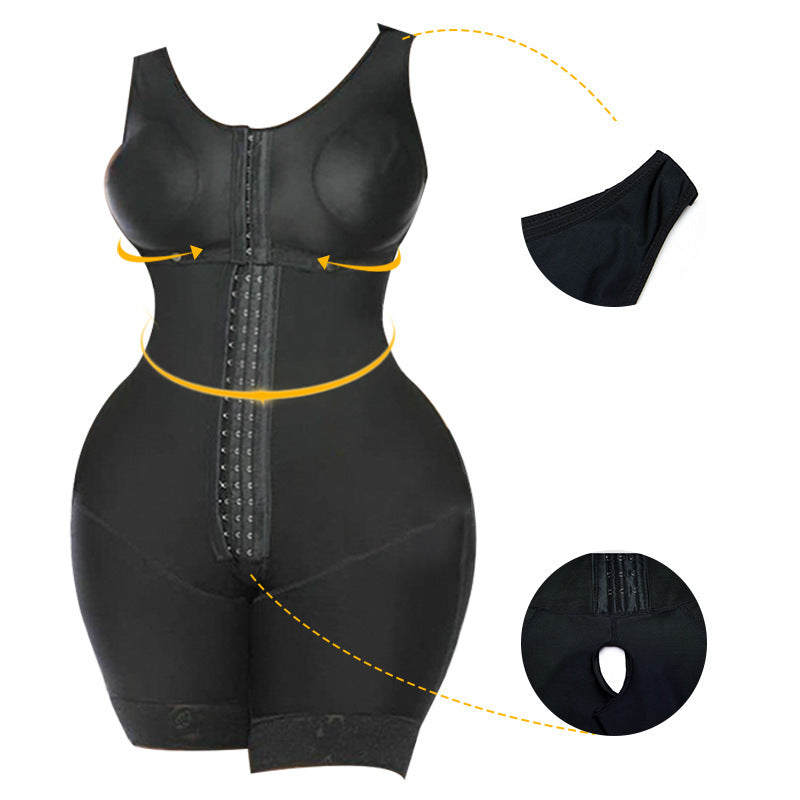 European and American detachable shoulder buckle postpartum abdominal plus size shapewear