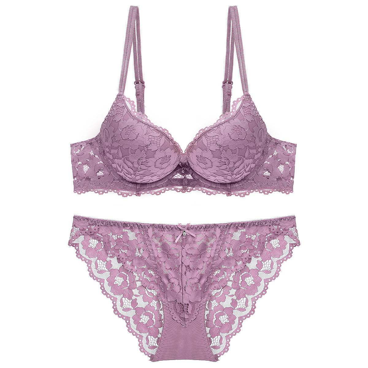 Sexy Small Chest Enhancing Push-Up Bra with Side Support Anti-Sagging Lace Lingerie Set