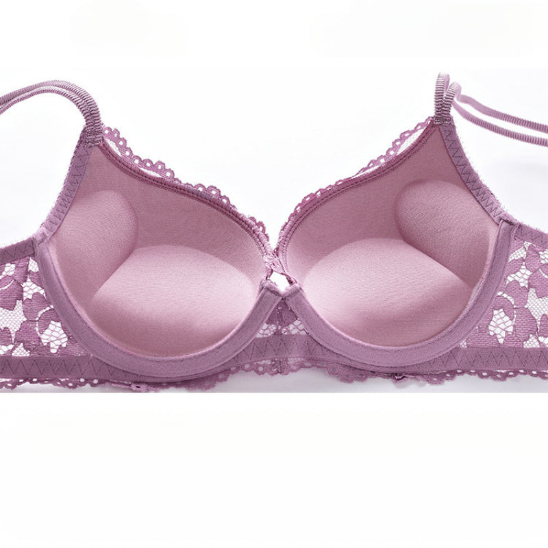 Sexy Small Chest Enhancing Push-Up Bra with Side Support Anti-Sagging Lace Lingerie Set