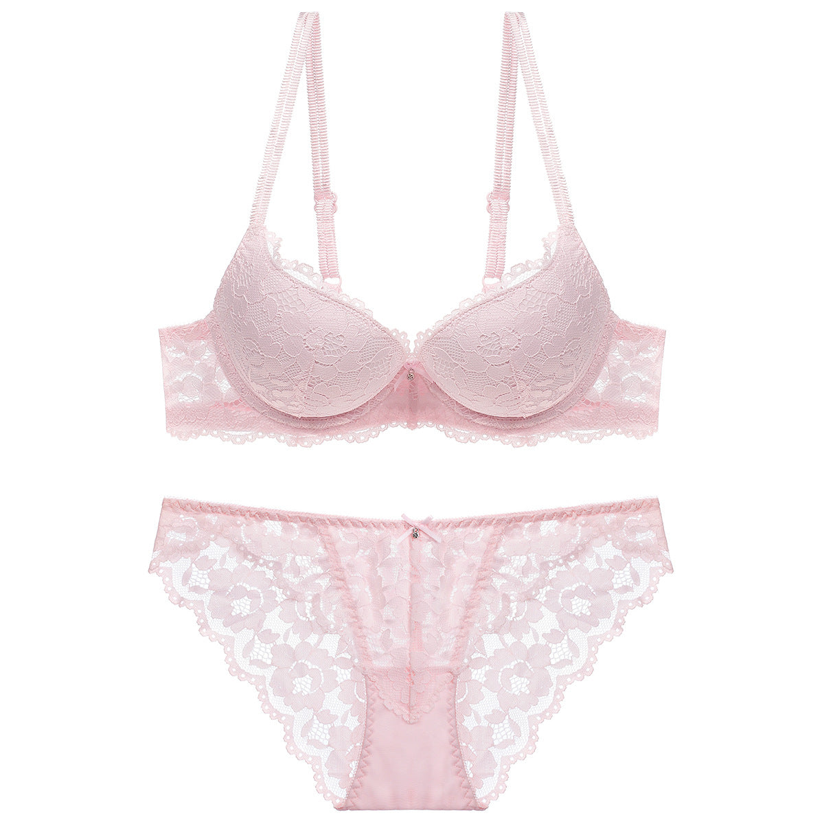 Sexy Small Chest Enhancing Push-Up Bra with Side Support Anti-Sagging Lace Lingerie Set