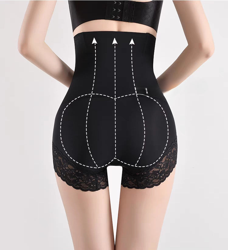 Summer high waisted shaping waistband anti exposure underwear seamless thin lifting hip pants